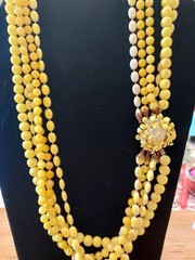 Vintage Lot Of 5 Necklaces, Bracelets And A Brooch/Pin Yellow