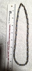 Vintage Silver Toned Metal Tube and Blue Glass or Acrylic Beads Necklace