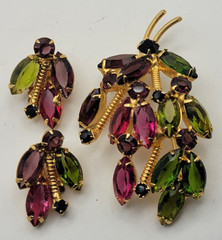 Juliana D & E DeLizza Elster Leaf Brooch and Earring Set #2