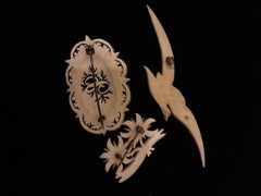 Chinese Export Carved Bovine Bone Brooch Demi Vintage Antique Jewelry