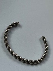 Vintage Twist Nonmagnetic Silver Cuff Bangle Bracelet – 2.25 inches in diameter