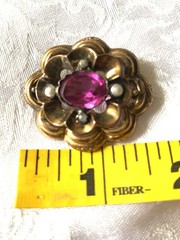 Antique Victorian 10-14k Gold Pink Topaz? Brooch