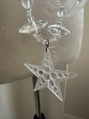 Vtg Chandelier Clear Crescent Moon Hearts and Star Necklace. See pics.