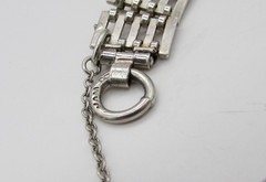 1977 English JAM Sterling Silver Heart Padlock Bracelet 6.75in Wrist Vintage