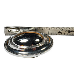VTG 80s Hinged Scarf Clip Oval Sleek Simple Chunky Silver-Tone West Germany