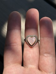 Vintage 925 Sterling Silver + Pink conch Shell Heart Southwestern Ring Sz 5.25