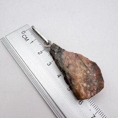 Huge Vintage Silver 800 Women’s Jewelry Pendant Natural Marble Stone 11 gr
