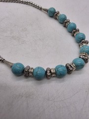 FAUX TURQUOISE NECKLACE Vintage Rare Mint Adjustable Womens Jewlery