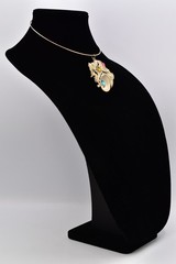 Vintage Cabochon Seashell Pendant Necklace Gold Choker Starfish Seahorse BinG