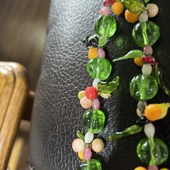 VINTAGE Fruit Salad Glass Bead Necklace 18 In. Barrel Clasp NICE