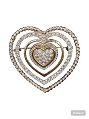 Vintage Monet Triple Heart Brooch Pin Mid-century Costume Jewelry Signed