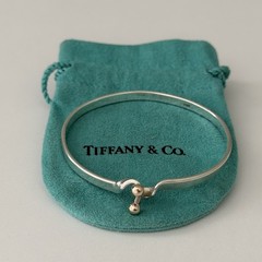 Tiffany & Co. Sterling Silver & 18K Gold Vintage Two Tone Hook Eye Bracelet 6.5″