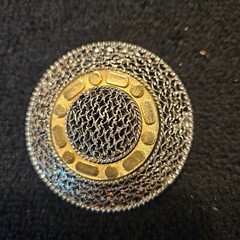 Vintage Two-tone Medallion Brooch Pin Filigree Shield 2.5 inches