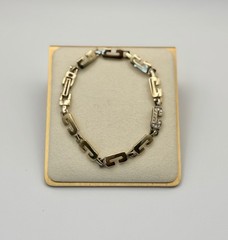 Adorno Gold Tone Link Bracelet Rhinestone Accent Geometric Vintage 7.75”
