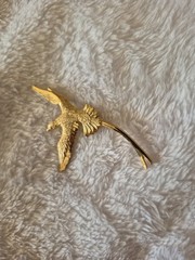 Vintage Signed Bird Brooch Gold Plated Pewter Swallow Figural Pin