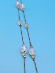 Vintage Beaded Necklace – Metal Chain – Multicolored Beads