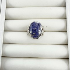 JTV Ring Sterling Silver Purple Stone Floral Flower Oval 925 Size 9 BBJ