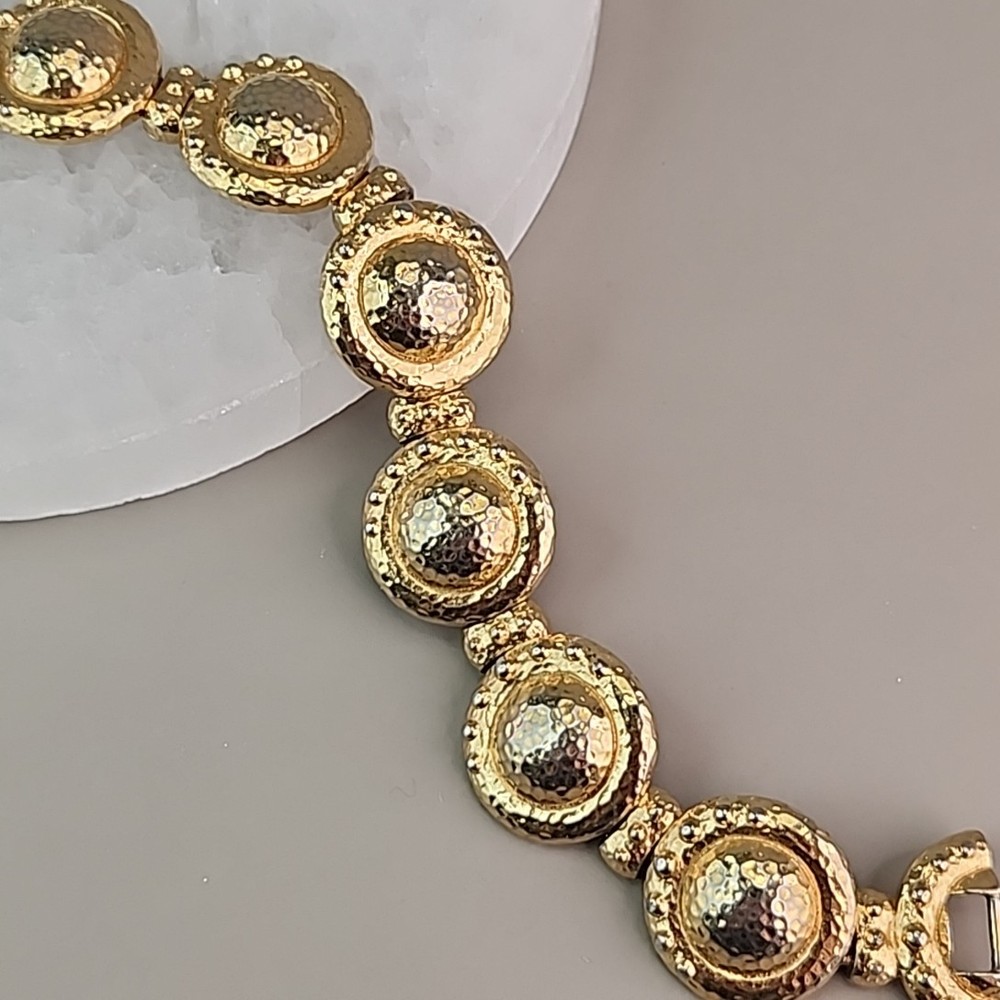 Vintage Monet Bracelet Round Linked Gold Tone 6.75″