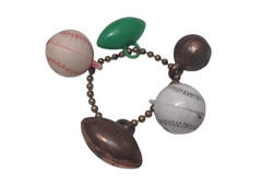 Vintage Mid Century SPORTS CHARM Bracelet – Atlanta Braves Baseball / Football +
