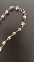 Vintage Silver-Tone Faceted Crystal Bead Long Necklace With Lobster Clasp 56 in
