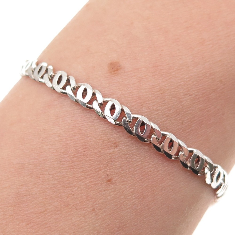 925 Sterling Silver Vintage Italy Anchor Mariner Link Bracelet 7.5″