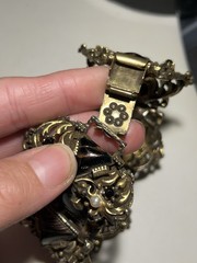 Vintage Selro Selini Gold Tone Metal Enamel Panel Bracelet Size 7.5