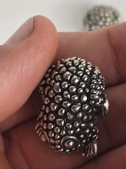 Vintage CABOT Signed Modernest Silver Alloy Textured Frog Clip-on Earrings