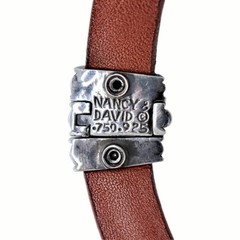 Nancy and David, 18K Gold, Silver and Embossed Leather Equestrian Choker