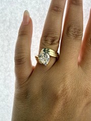 Rare Cross Cut Diamond Ring 1.00ct 14k Yellow Gold J SI2 6x5mm Size 7