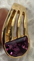 Vintage 18 KT HGE Gold Plated Amethyst Cocktail Statement Ring Size 8, 8.17 Gr