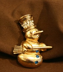 Vintage Weiss Designer Signed Snowman Brooch