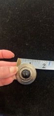 Vintage Large Silver Round Earrings 1980s Faux Onyx Center Posts Pierced