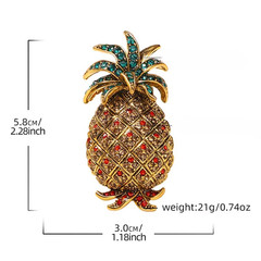 Vintage Rhinestone Pineapple Brooch Pin, Champagne Fruit Corsage Jewelry