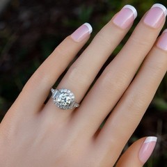 Vintage Art Deco Style Round Cut Lab Created Diamond Engagement 925 Silver Ring
