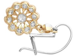 Antique 2.46ct Diamond and 15k Yellow Gold Cluster Earrings Circa 1920