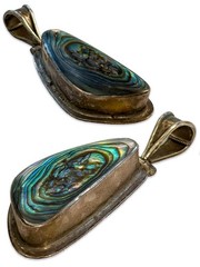 Vintage Mexican Sterling Silver Abalone Shell Pendant on Italian Sterling Silver