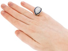 1960s French 0.80 Ct Sapphire 1.72 Ct Diamond 18k Yellow Gold Cocktail Ring