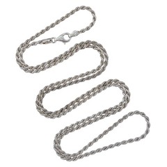 Vintage Italian Sterling Silver 925 Rope Link Chain Necklace 30″