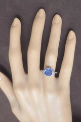 Vintage 14k White Gold Engagement Ring 2.75ct.Natural Blue Sapphire Radiant GIA