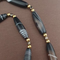 Vintage Tiny Sulaimani Natural Eyes Agate Beads Necklace 24in 6.2–24.2mm