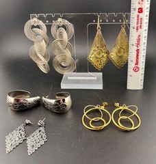 Large Vintage Earrings 1980’s/1990’s Five Pairs Dangly