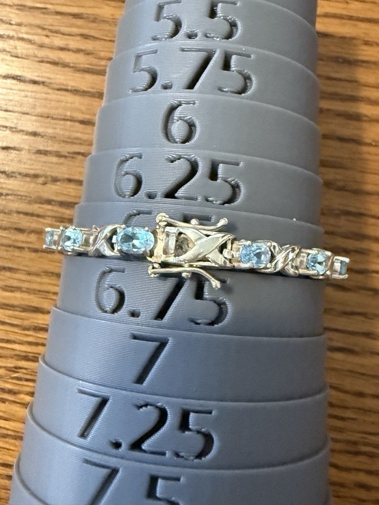 Vintage Estate 925 Sterling Silver Light Blue Topaz XO Tennis Bracelet 6.5″