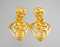 1 3/4″ Vintage ANNE KLEIN Matte Brushed Gold Tone Dangling Post Earrings 189V