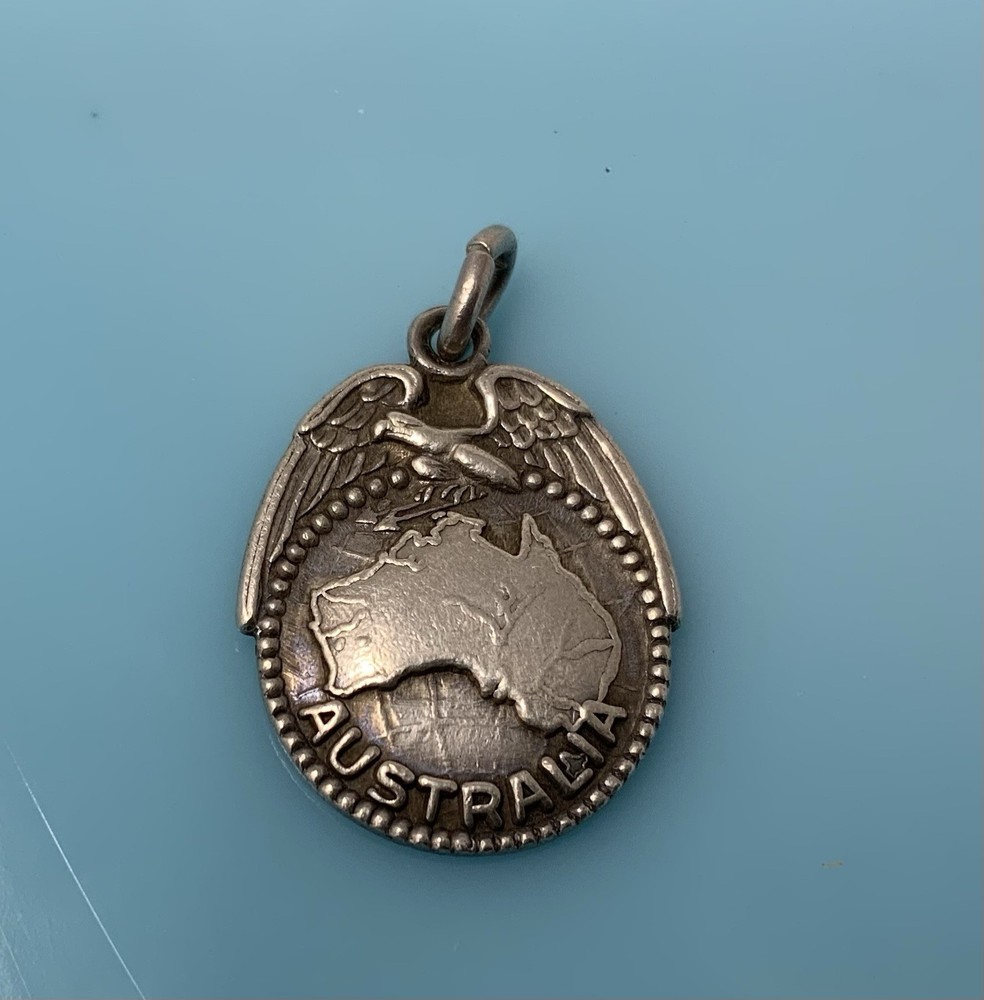 Vintage Sterling Silver US Marine Corps Australia Charm Pendant Eagle 4g