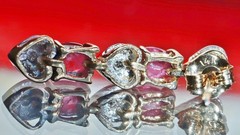 14k multi tone gold 1.03ct natural dia dangle earrings ruby heart treated 2.27gr