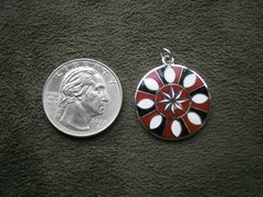 Large Pennsylvania Dutch Good Luck Hex Sign Vintage Silvertone & Enamel Charm 5g