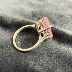 Vtg Sterling Silver Ring .925 Sz 7 Large Marquis Pink Stone Cocktail Statement