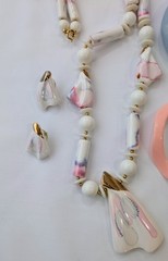 Vintage Pastel Jewelry Set Retro Pink Blue White Gold LT131