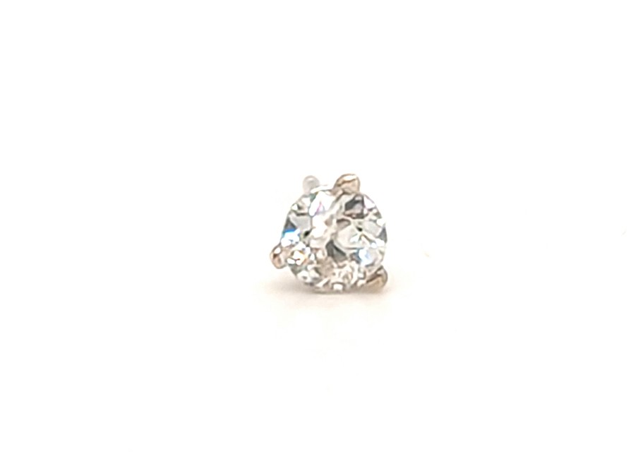 Art Deco Old European Single Diamond Stud Earring Mined F SI .27ct 1920’s-1930’s