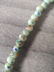 Jadeite Beaded Glass Necklace 15in Light Green Antique Art Deco Vintage